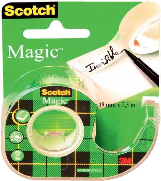 Scotch Plakband Magic 810 19mmx7.5m onzichtbaar + plakbandhouder