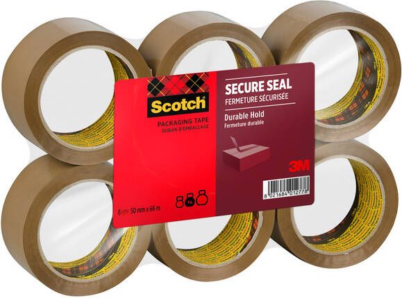 Scotch verpakkingsplakband Heavy ft 50 mm x 66 m bruin pak van 6 stuks