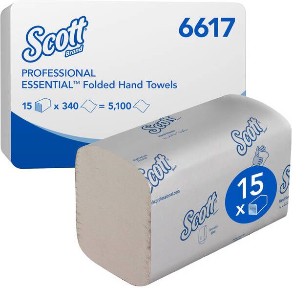 Scott Handdoek Essential i-vouw 1-laags 20x21cm wit 15x340stuks 6617