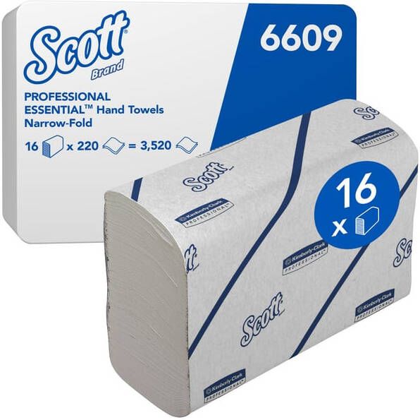 Scott Handdoek i-vouw 2-laags 212x186mm 16x220stuks wit 6609