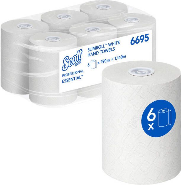 Scott Handdoekrol Essential Slimroll 1-laags 190m wit 6695