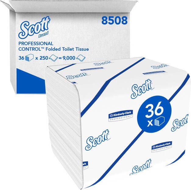 Scott Toiletpapier gevouwen tissue 2-laags 36x250stuks wit 8508