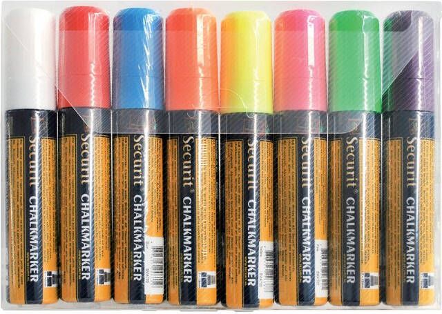 Securit krijtmarker large etui van 8 stuks in geassorteerde kleuren