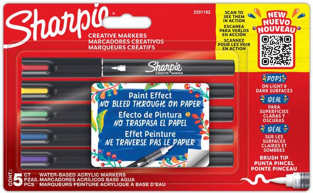Sharpie Creatieve marker brushpunt assorti blister Ã  5 stuks