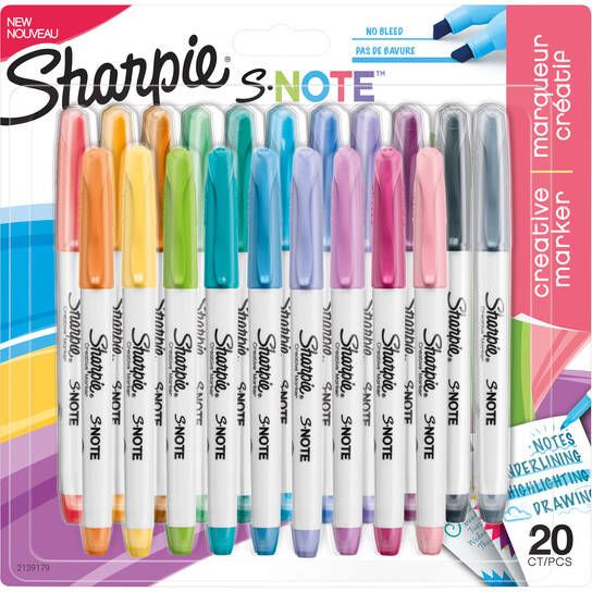 Sharpie S-note markeerstift beitelpunt blister van 20 stuks assorti