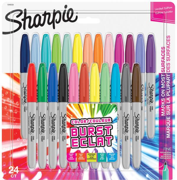 Sharpie Viltstift Colour Burst rond 0.9mm blisterà 24 kleuren