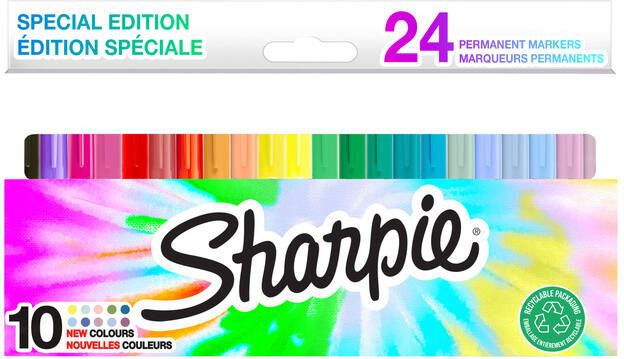 Sharpie Viltstift rond incl 10 nieuwe kleuren fijn assorti blister Ã  24 stuks