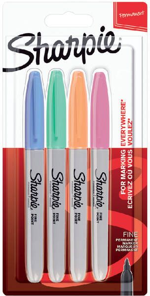 Sharpie Viltstift rond 0.9mm blisterÃƒ 4 stuks pastel assorti