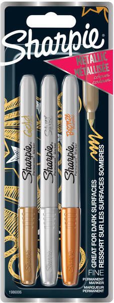 Sharpie Viltstift rond 0.9mm metallic assorti blister Ã  3 stuks