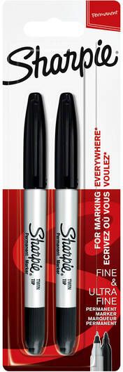Sharpie Viltstift rond Twin tip ultra fijn & fijn zwart blister Ã  2 stuks