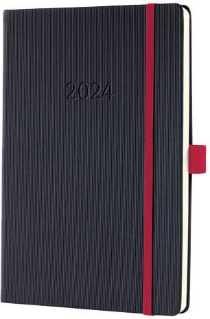 Sigel Weekagenda Conceptum A5 2024 (NL FR EN DU) zwart-red Hardcover
