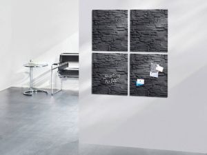 Sigel glasmagneetbord Artverum 480x480x15mm leisteen