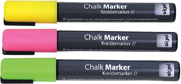 Sigel Krijtmarker whiteboard fluor roze geel groen 1-5mm