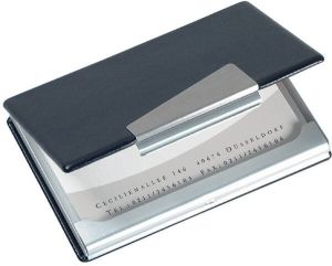 Sigel Visitekaartenhouder VZ131 20 kaarten aluminium met leer