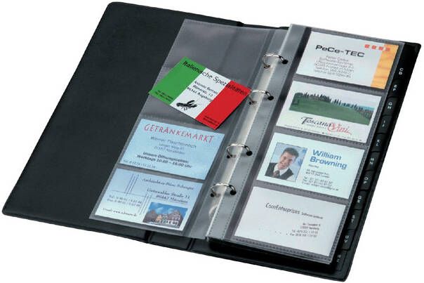 Sigel Visitekaartringband VZ300 voor 200 kaarten 90x58mm kunststof zwart