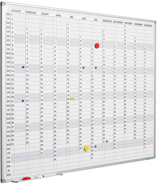 Smit Visual Planbord Softline profiel 8mm Verticaal jaar NL incl. maand - dagen - cijferstroken