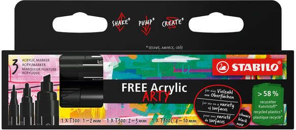 Stabilo free acrylmarker verschillende formaten zwart pak van 3 stuks