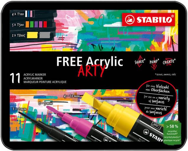 Stabilo Acrylmarker Free Acrylic Starter Kit assorti 11 stuks