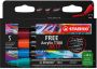 Stabilo free acrylmarker T300 Urban ronde punt 2-3 mm geassorteerde kleuren pak van 5 stuks - Thumbnail 1