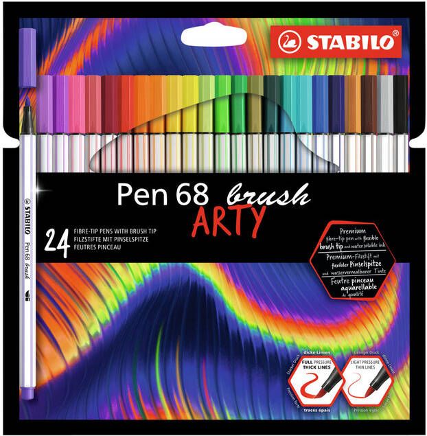 Stabilo pen 68 brush ARTY etui van 24 stuks assorti