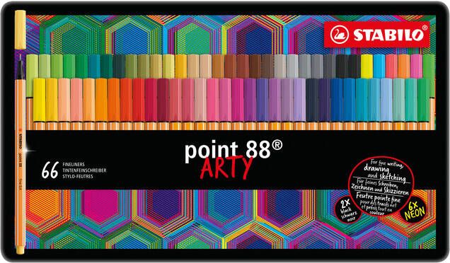 Stabilo Fineliner point 88 66 Arty fijn assorti blik Ã  66 stuks