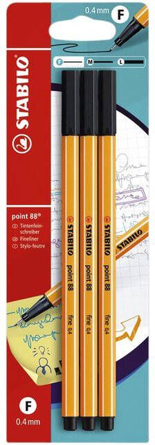 Stabilo Fineliner point 88 fijn zwart blister Ã  3 stuks - Foto 2