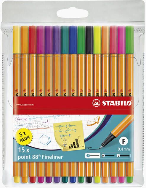 Stabilo Fineliner point 88 etuiÃƒ 15 kleuren