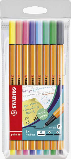 Stabilo Fineliner point 88 8 fijn pastel assorti etui Ã  8 stuks