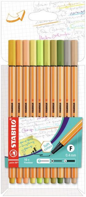 Stabilo point 88 fineliner kartonnen etui van 10 stuks in geassorteerde zachte kleuren