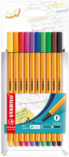 Stabilo Fineliner point 88 10 fijn assorti 10 stuks