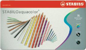Stabilo aquacolor kleurpotlood metalen doos van 36 stuks in geassorteerde kleuren