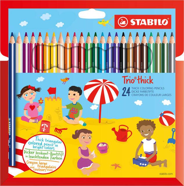 Stabilo Kleurpotloden 203 Trio dik assorti blister Ã  24 stuks