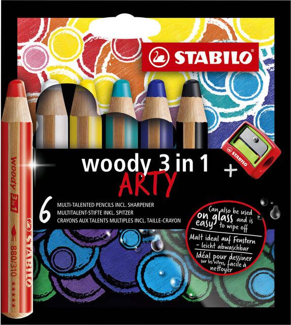Stabilo Kleurpotloden Woody 8806-1-20 etuiÃƒ 6 kleuren met puntenslijper