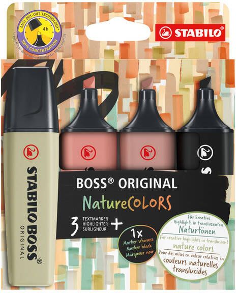Stabilo Markeerstift Boss 70 4 nature colors etuià 4 stuks