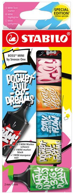 Stabilo Markeerstift BOSS mini by Snooze One assorti blister Ã  6 stuks
