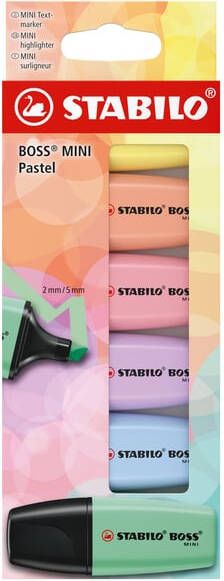 Stabilo BOSS MINI pastel markeerstift geassorteerde kleuren blister van 6 stuks