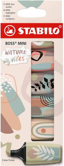 Stabilo BOSS MINI naturevibes markeerstift geassorteerde kleuren blister van 6 stuks