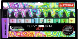 Stabilo BOSS ORIGINAL markeerstift Arty kartonnen etui van 10 stuks in geassorteerde kleuren