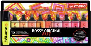 Stabilo BOSS ORIGINAL markeerstift Arty kartonnen etui van 10 stuks in geassorteerde kleuren
