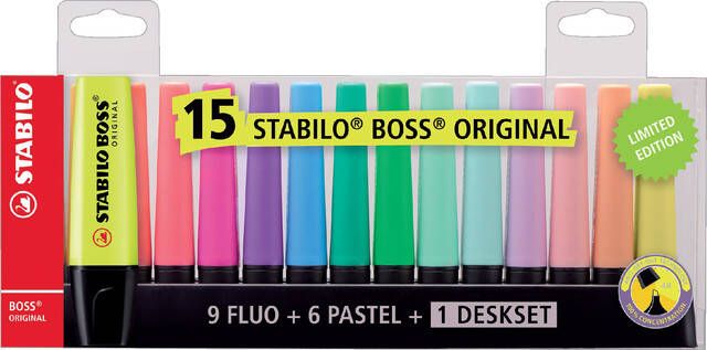 Stabilo Markeerstift Boss Original desksetà 15 kleuren