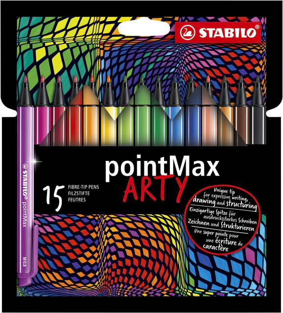 Stabilo Viltstift pointMax 488 15 Arty medium assorti etui 15 stuks