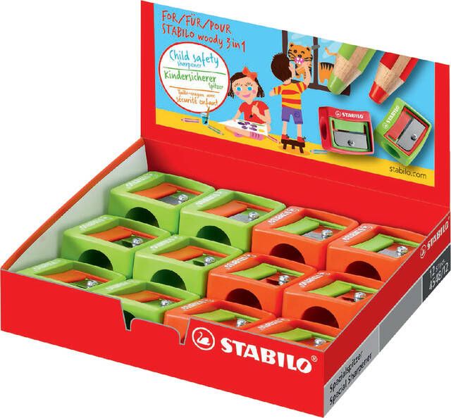 Stabilo Puntenslijper Woody 4548 12 display à 12 stuks assorti
