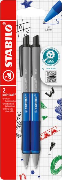 Stabilo Balpen pointball colorful medium blauw blister ?? 2 stuks