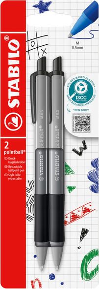 Stabilo Balpen pointball colorful medium zwart blister ?? 2 stuks