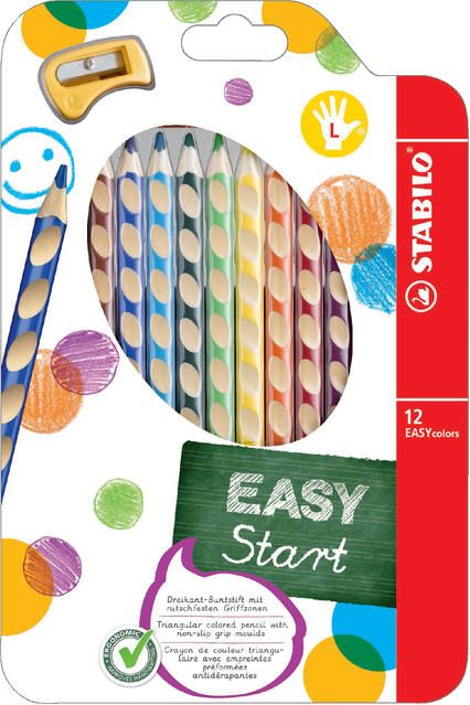 Stabilo Kleurpotloden Easycolors linkshandig etui Ã  12 kleuren met puntenslijper - Foto 2