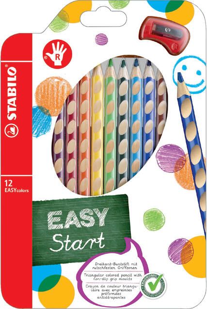 Stabilo Kleurpotloden 331 Easycolor rechtshandig puntenslijper ass 12x - Foto 2