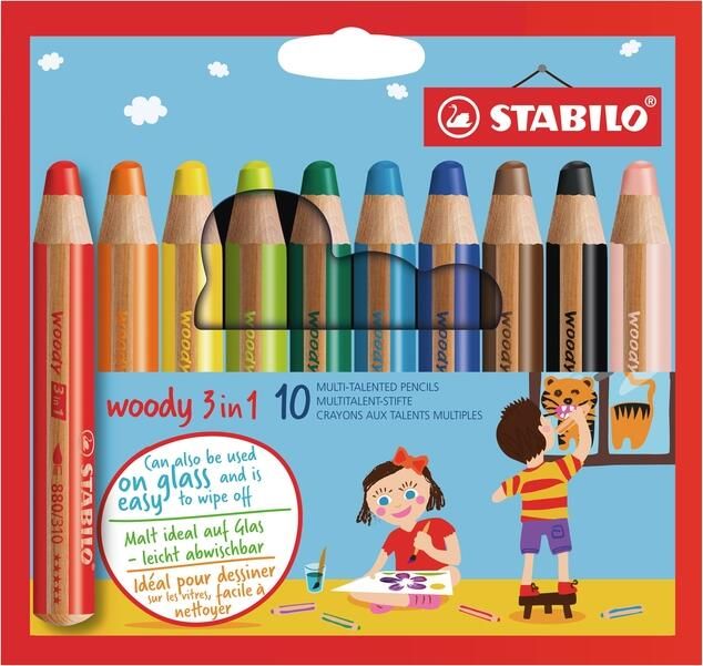 Stabilo Kleurpotloden 880 woody 3 in 1 assorti etui ?? 10 stuks