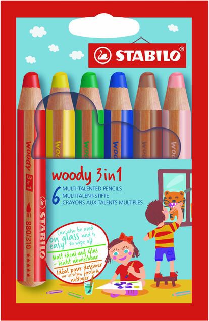 Stabilo Kleurpotloden 880 woody 3 in 1 assorti etui ?? 6 stuks
