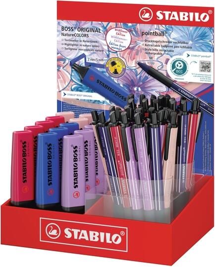 Stabilo Markeerstift Boss en balpen Pointball Wildflower ass