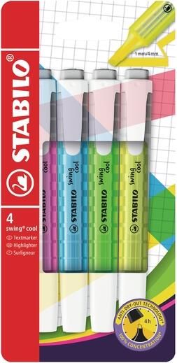 Stabilo swing cool markeerstift blister van 4 stuks in geassorteerde kleuren - Foto 3